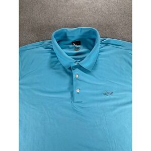 Greg Norman Play Dry Mens XXL Blue Short Sleeve Golf Polo Shirt Shark Logo
